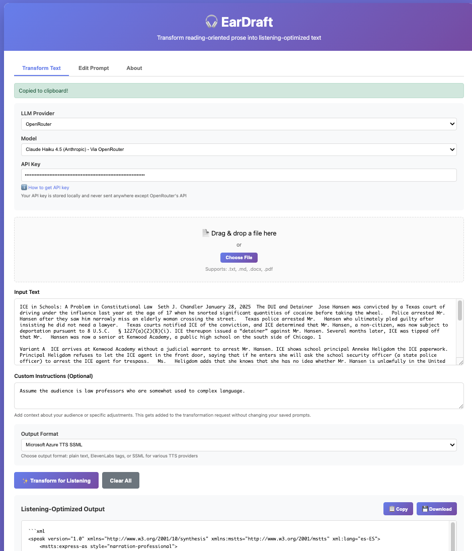 EarDraft: Use AI to create language made to be heard